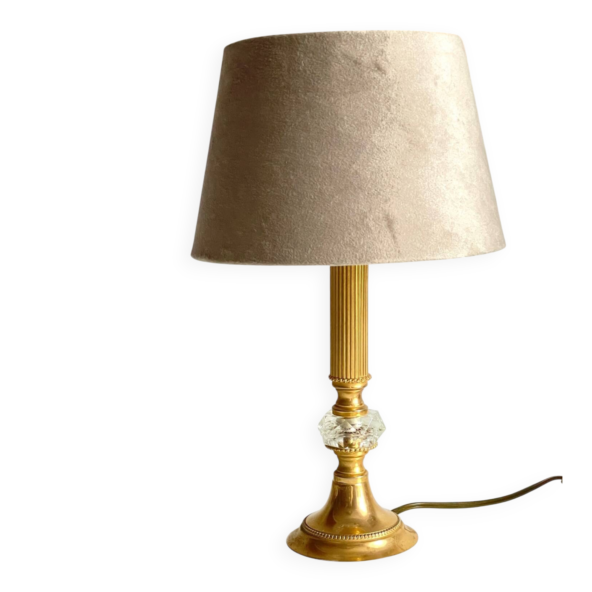 Vintage Crystal and Gold Metal Lamp