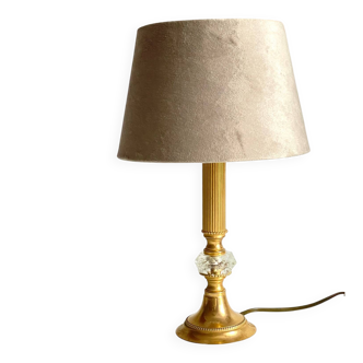 Vintage Crystal and Gold Metal Lamp