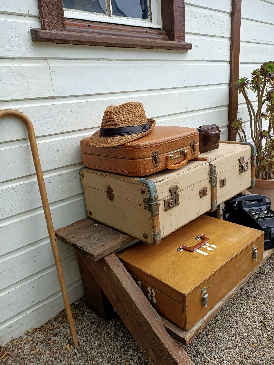 Old wooden suitcase
