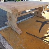Solid oak monastery table with two extensions