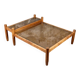 Cane and smoked glass coffee table, France, 1980.