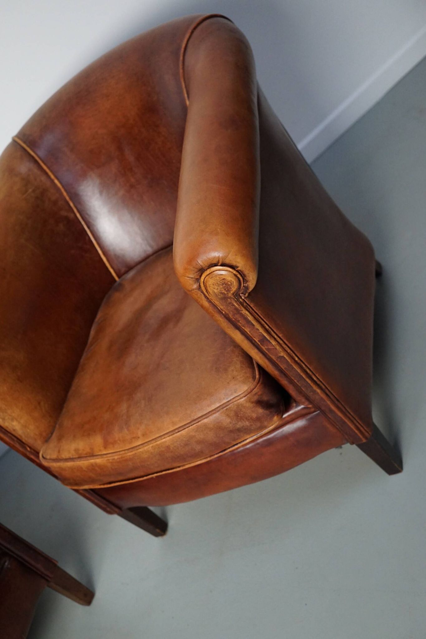 Vintage Dutch cognac coloured leather club chair, set of 2
