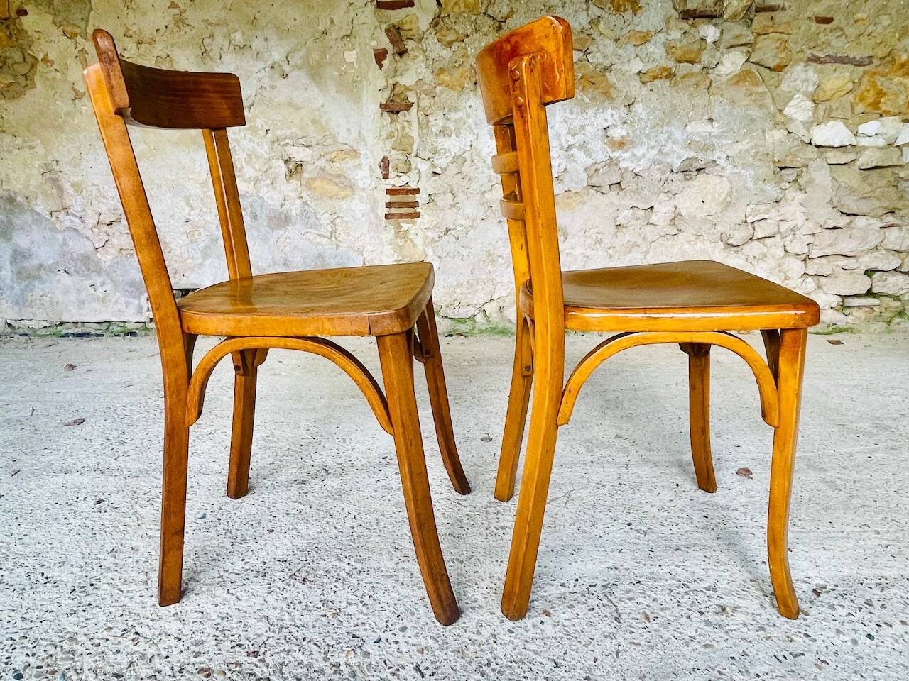 Pair of Baumann bistro chairs, circa 1950's