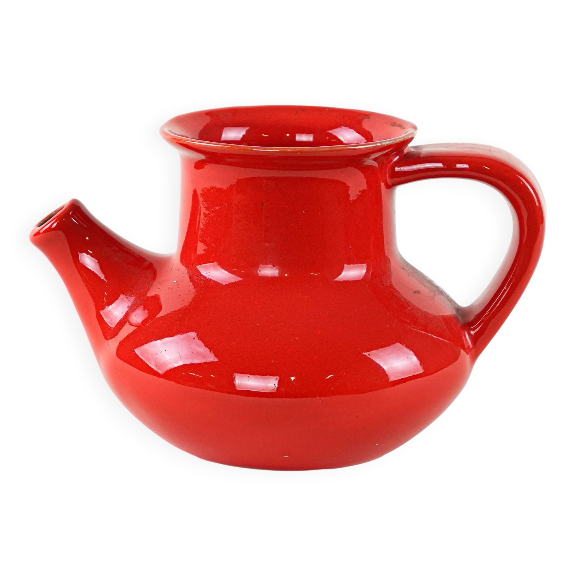 Red ceramic jug, Danish design, 1960s, made in Denmark