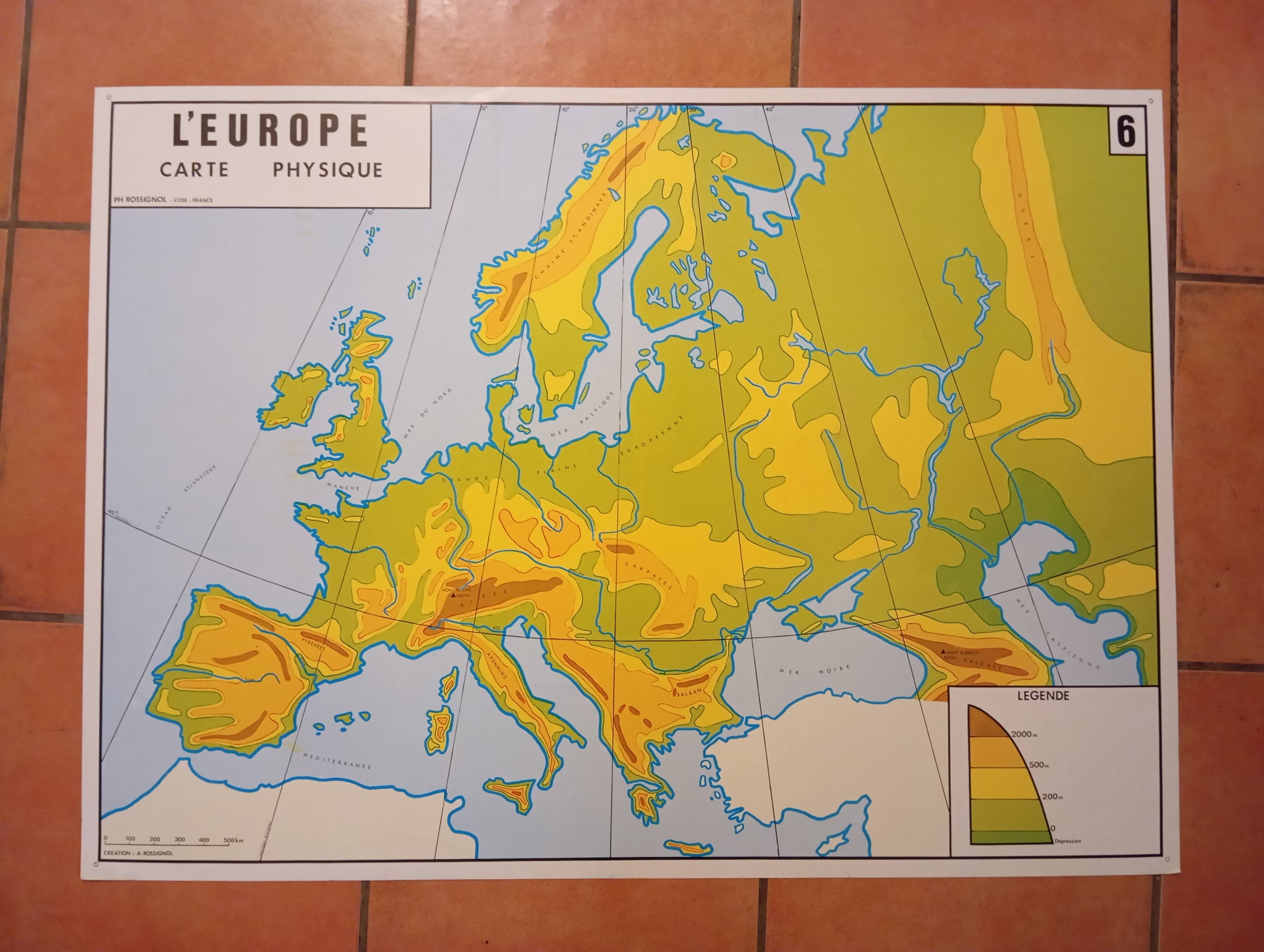 School map: the earth: the states of the world n°5 / europe physical map n°6