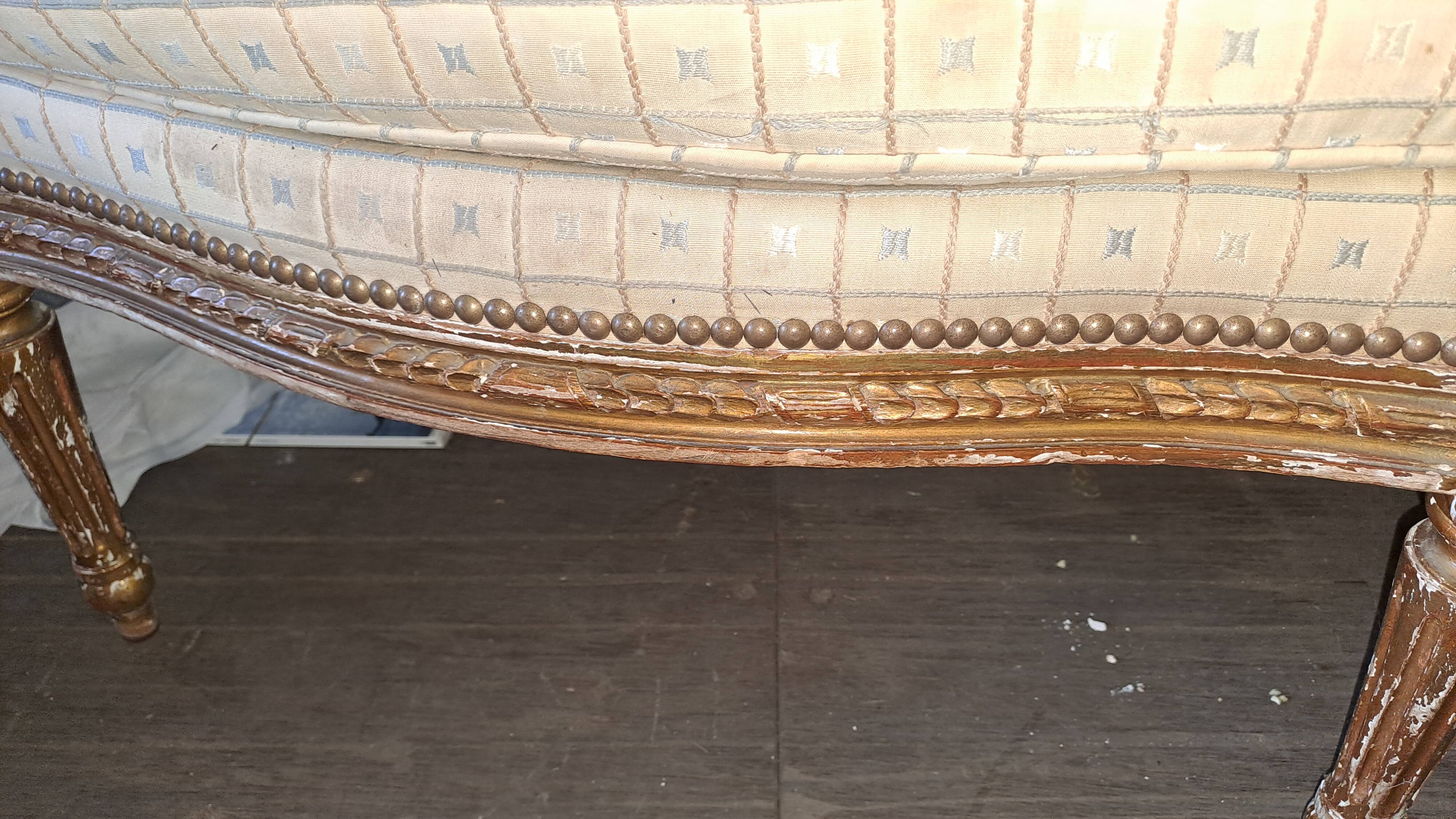 Pair of restored Louis XV wingback armchairs – new fabric