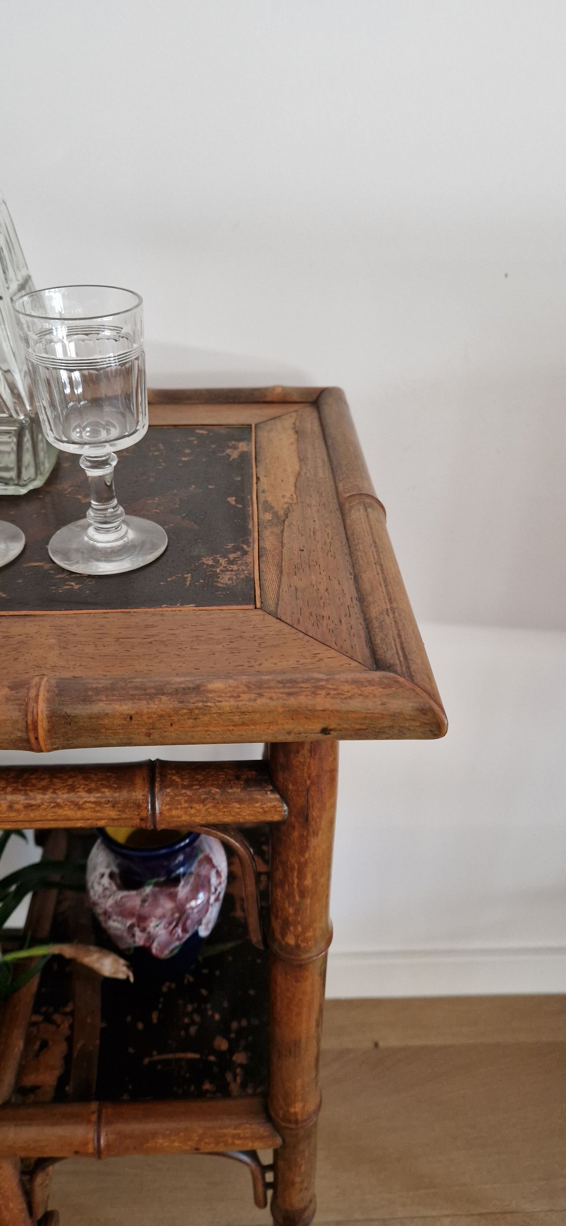 Side table bamboo late XIX style Perret & Vibert