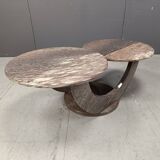 Table basse vintage à deux niveaux en marbre, années 1970