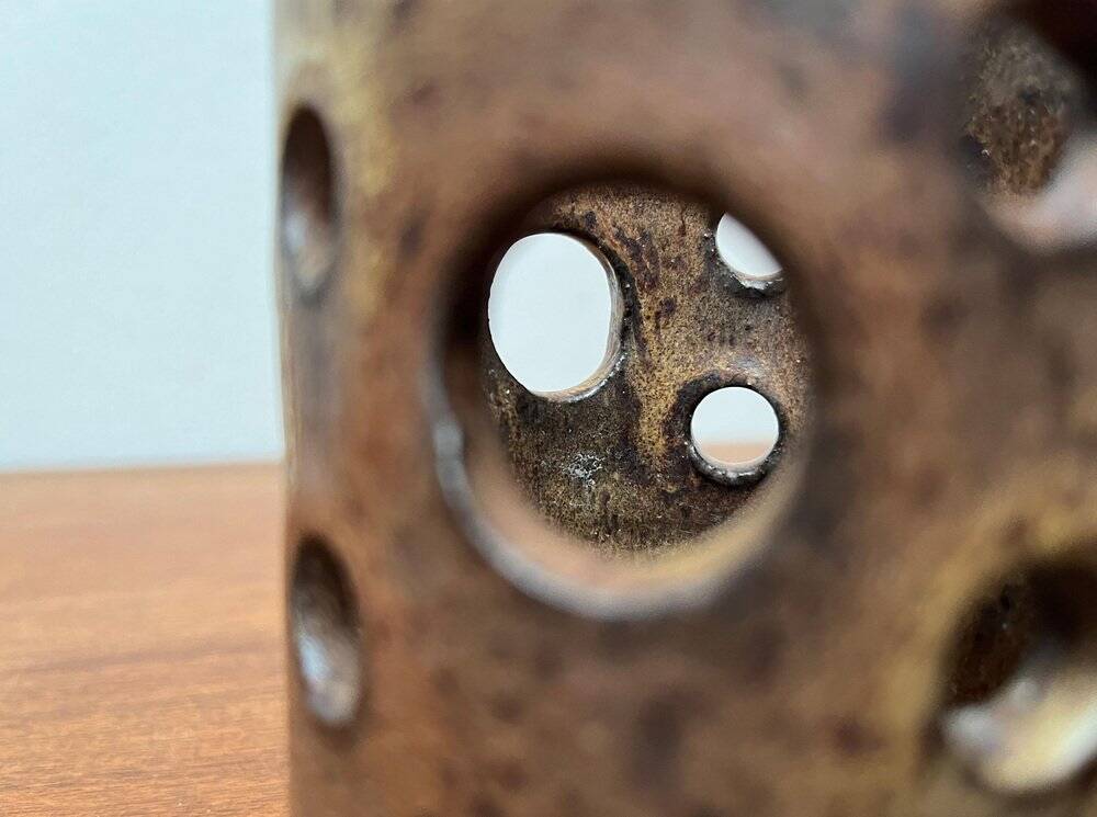 Mid-Century German Brutalist Handmade Pottery Candleholder, 1960s