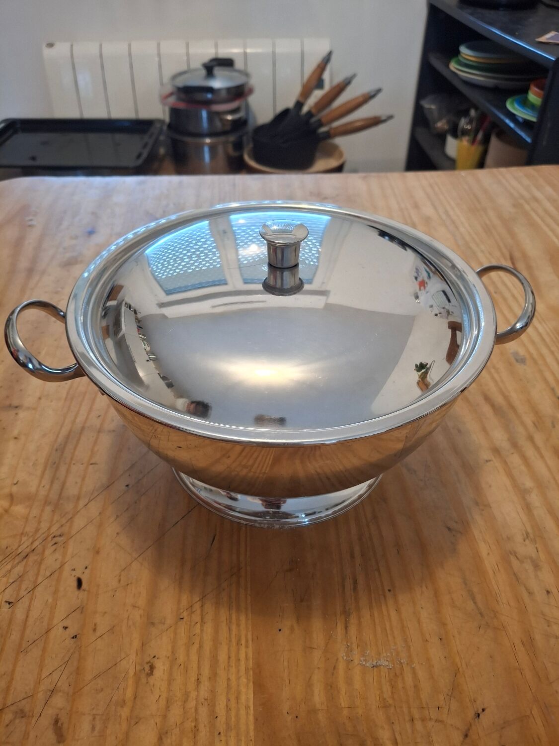 Vintage stainless steel soup tureen 18/8 Létang & Rémy – French design vegetable dish