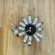 Suspension vintage fleur en rubans d’inox – Space Age années 1970