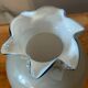 Vase Vintage années 50 en Opaline Grise - Collerette Bleue - H 18,5 cm