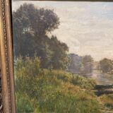 Old landscape painting signed