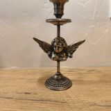 Silver-plated metal angel candle holder