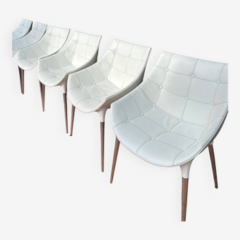 6 Philippe STARCK quilted leather table armchairs