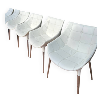 6 Philippe STARCK quilted leather table armchairs