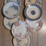 8 antique ironstone dinner plates