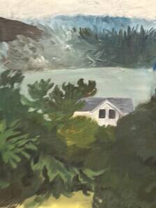 Huile su toile suédoise – “Soirée dans l'archipel” – Signée et datée 1964 – Vintage