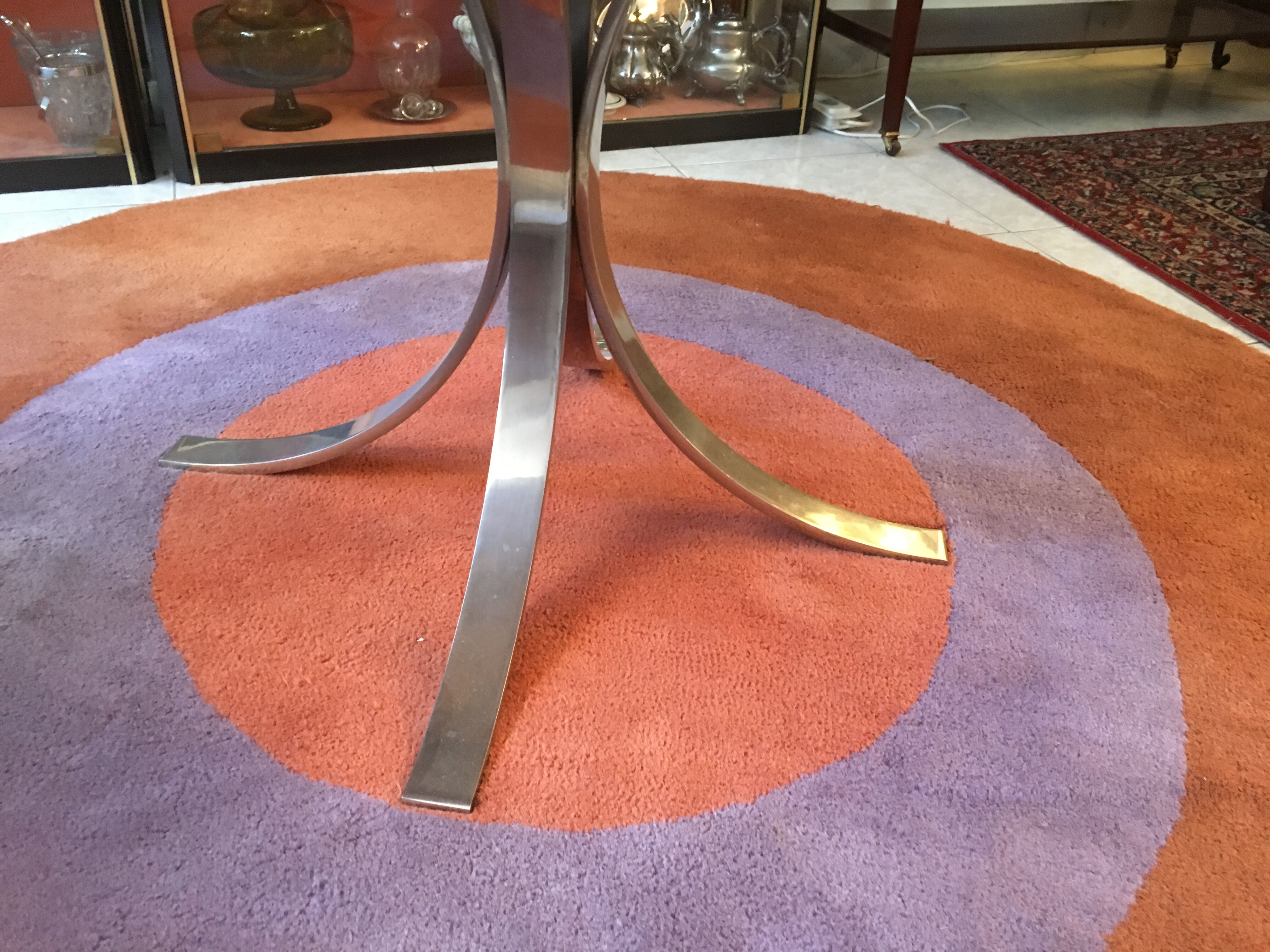 Marble table and stainless steel base