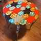 Vintage stool, new wax fabric