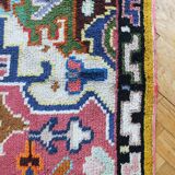 1960s Wool Rug with Vibrant Geometric Abstract Pattern