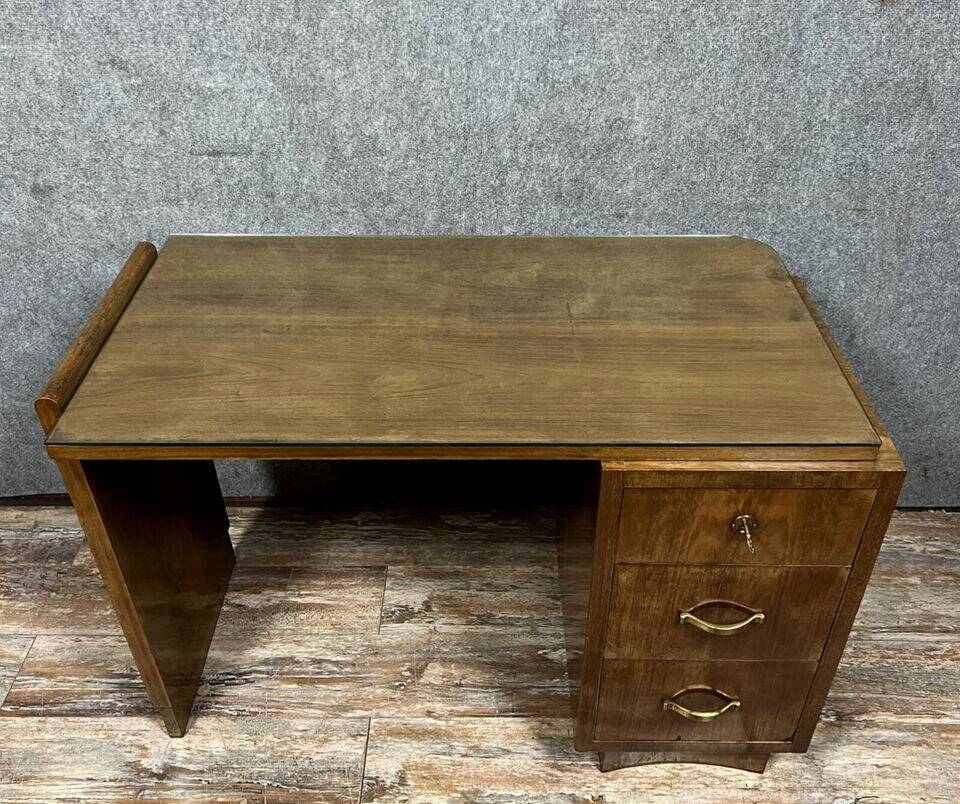 Bureau de centre époque Art Déco en acajou vers 1930
