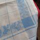 White and sky blue damask tablecloth and 10 towels