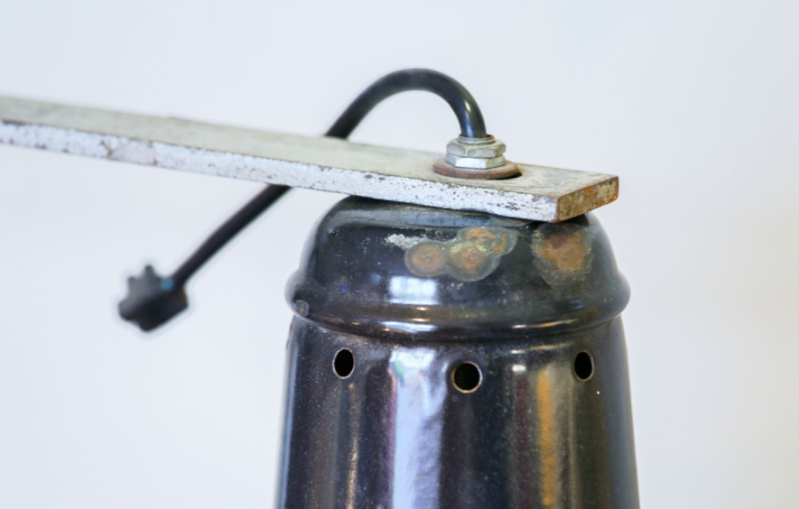 Large industrial wall lamp iron and lampshade enamelled tole