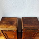 Pair of Italian bedside tables from the beginning of the 20th century in walnut