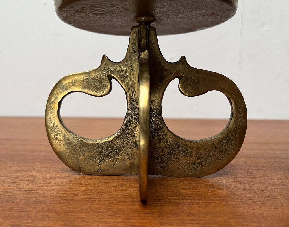 Vintage brutalist metal candle holders, 1970s, set of 2