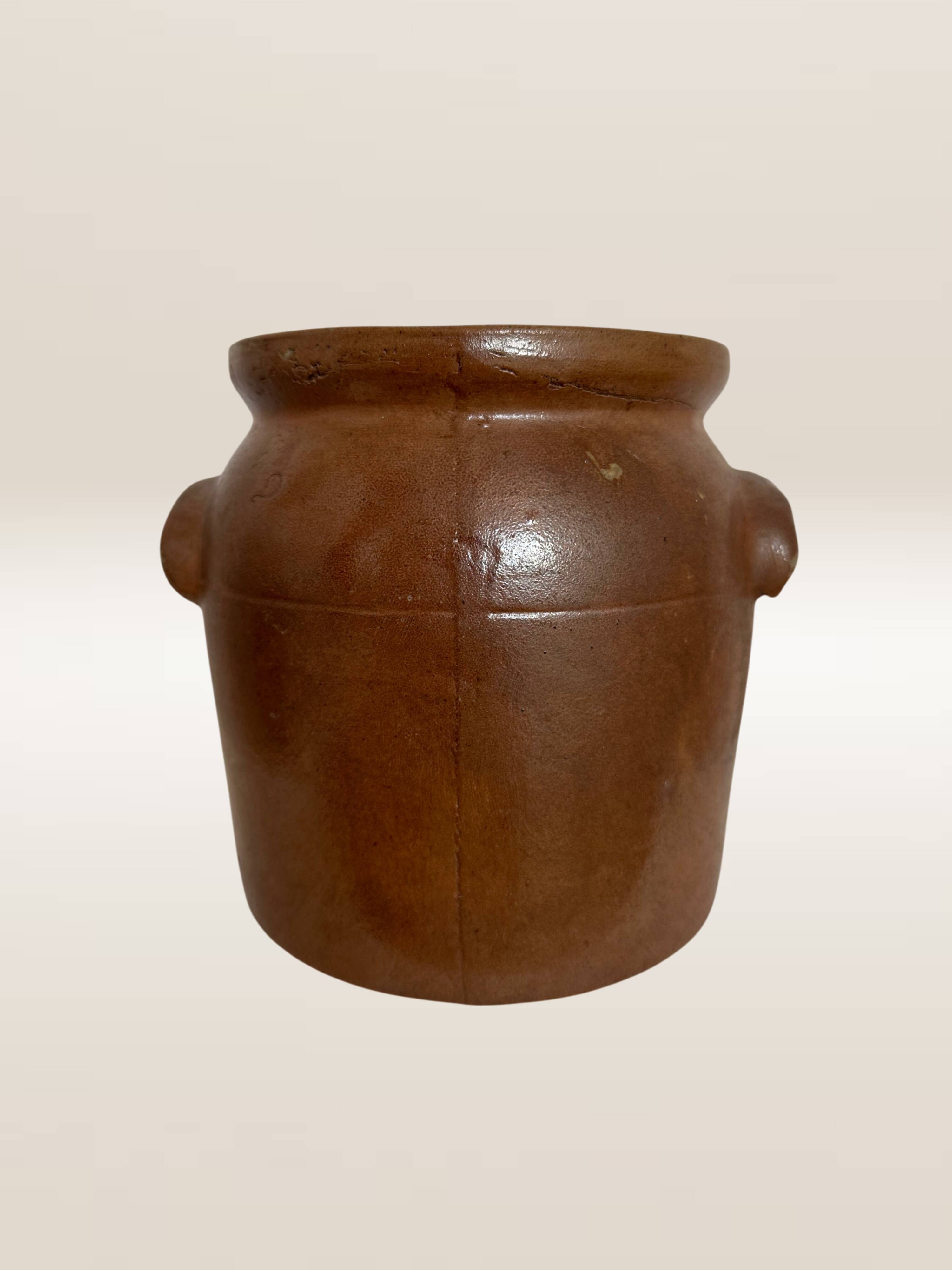 Pot à graisse en grès brun brut