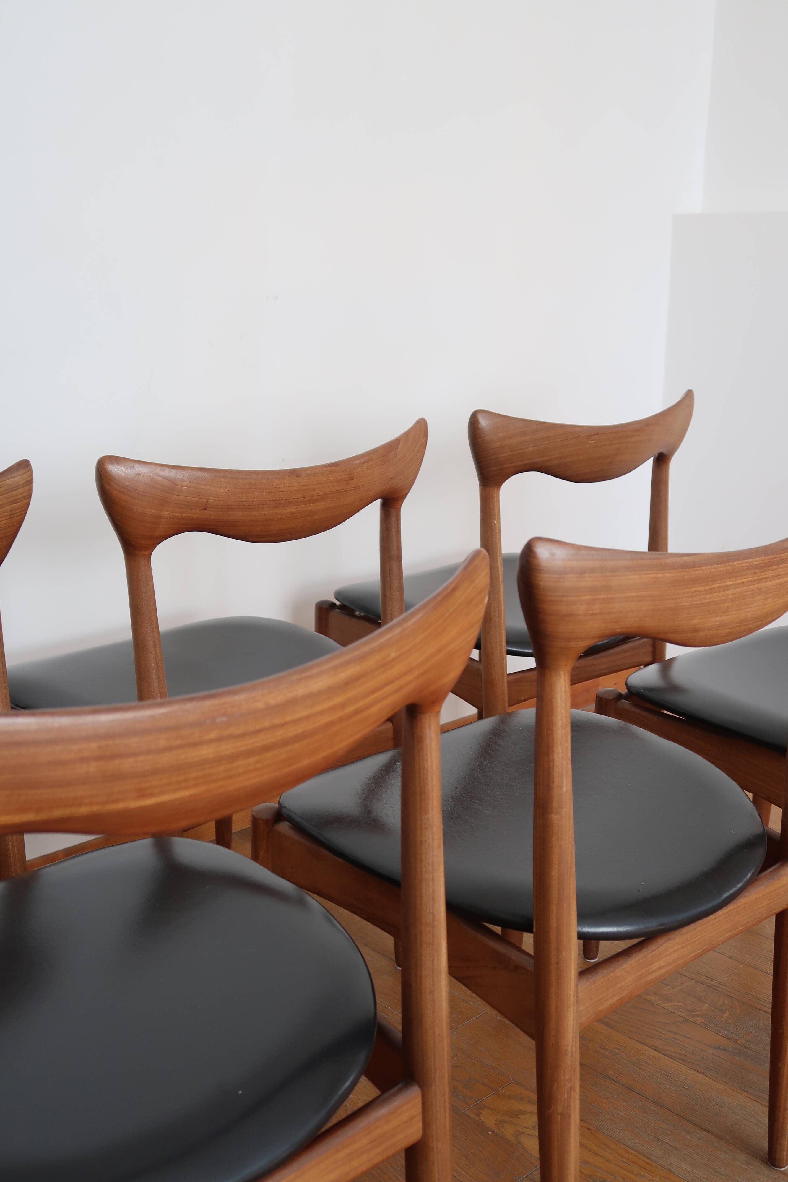 6 chairs skaï teck Bramin made in Denmark