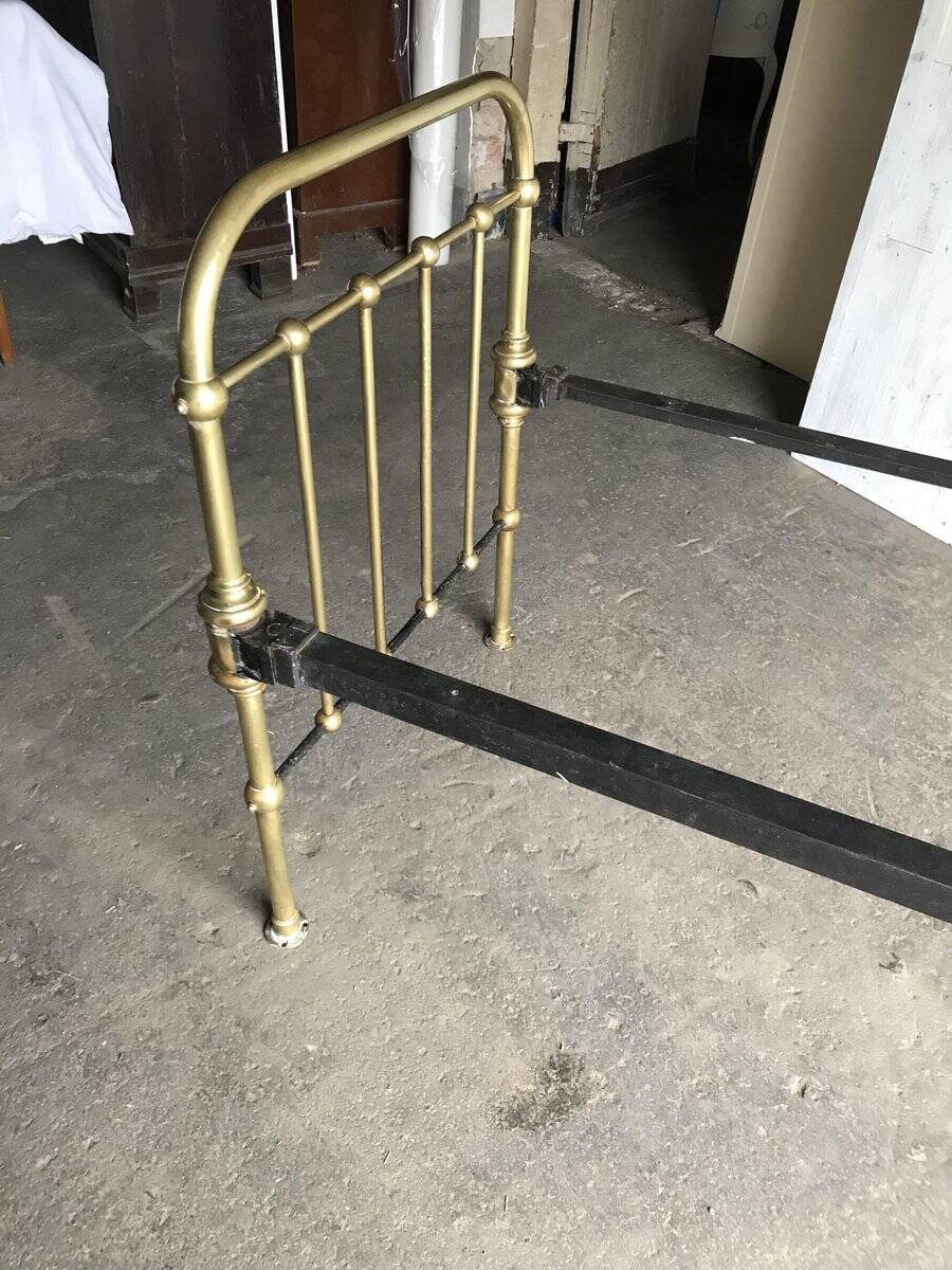 Vintage yellow gold brass divan, single bed from the 1960s, France / Czech Republic.