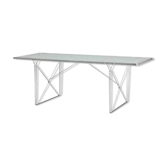Table design industriel verre et métal