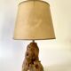 1950s wooden lamp, recent 2M fabric cable, tracing lampshade
