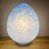 Domec egg lamp, blue speckled glass from Vianne, 70s