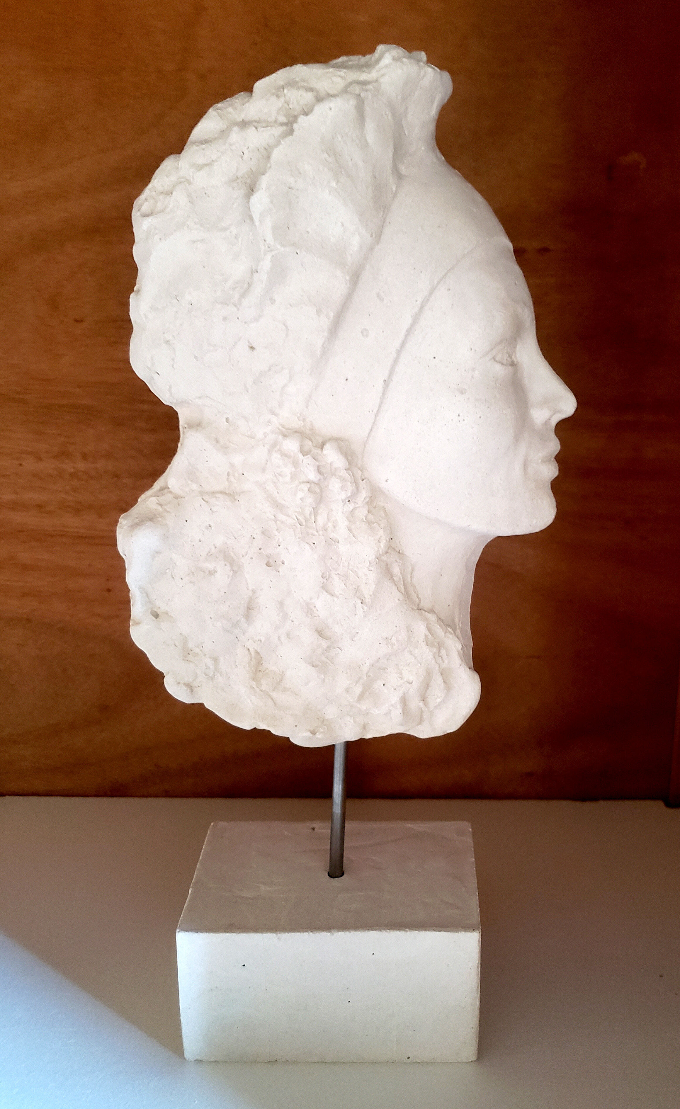 Woman's head in plaster
