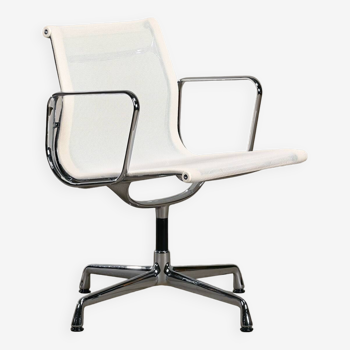 Multiple Eames Aluminum Group EA108 Dining Chairs in White Netweave Mesh, Vitra