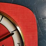 Vintage formica clock rectangular silent wall clock "Odo red"