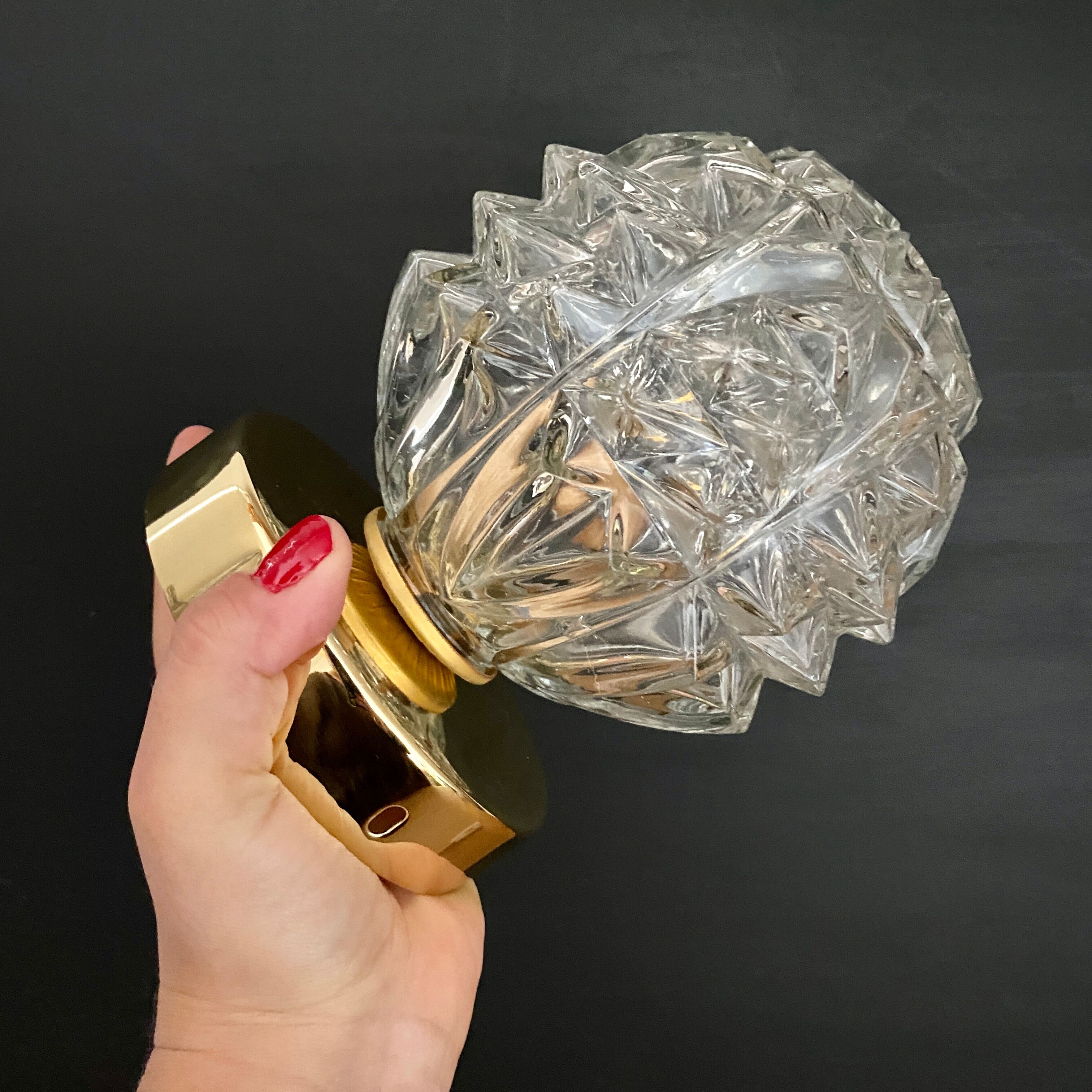 Vintage globe wall lamp, ceiling lamp in molded glass