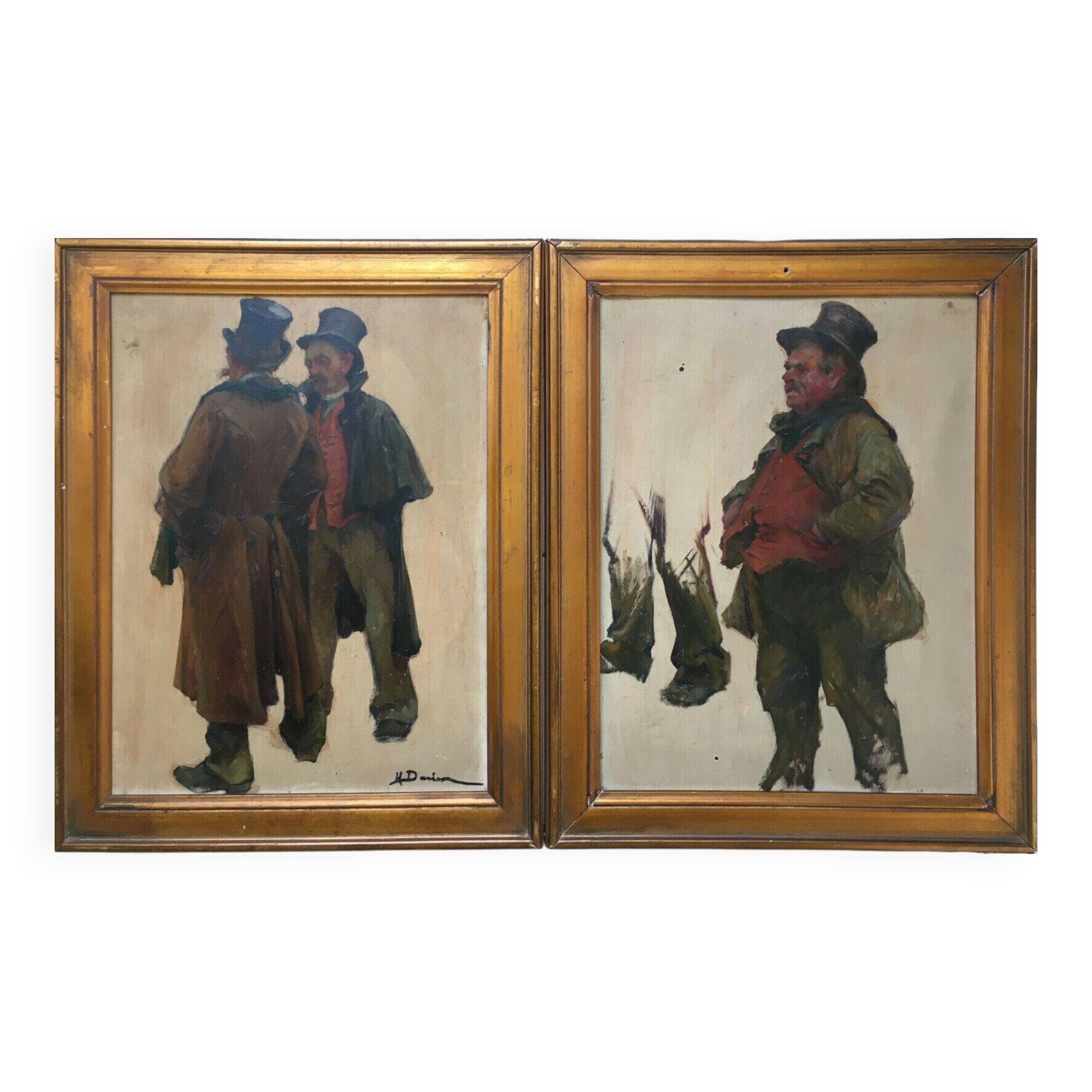 Paintings (x2 HSP) by Henri Gaston DARIEN (1864-1926) signed studies