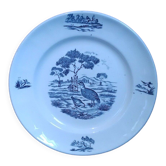 Longchamp earthenware plate burgundy décor