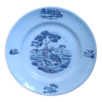 Longchamp earthenware plate burgundy décor