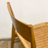 Mid century cherry wood dining chairs by Georg Leowald for Wilkhahn, Set of 4, Germany,1950s