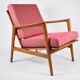 Original scandinavian armchair Stefan, restored, 1960s icon, pink