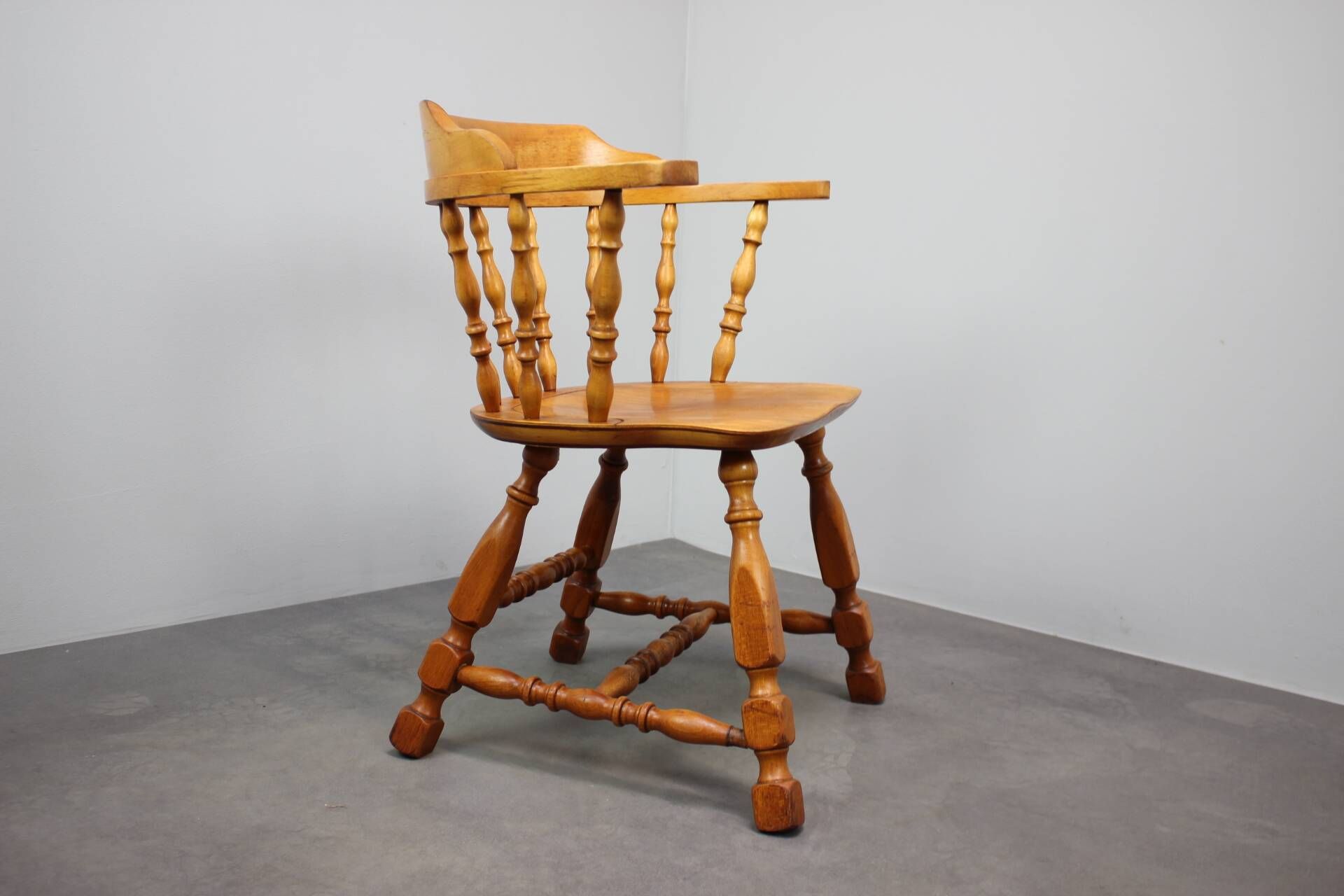 Vintage Windsor armchair with spindle back, Central Europe, circa 1970–1980.