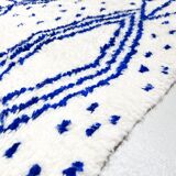 Azilal Moroccan Berber rug with Majorelle blue patterns, 2.42 x 1.50 m