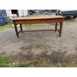 19th century country farmhouse table in walnut and pine, with 3 drawers