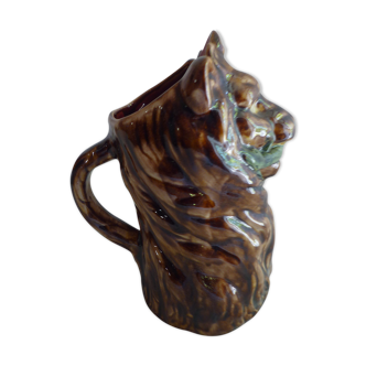 Pichet barbotine tête de lion fin XIXe
