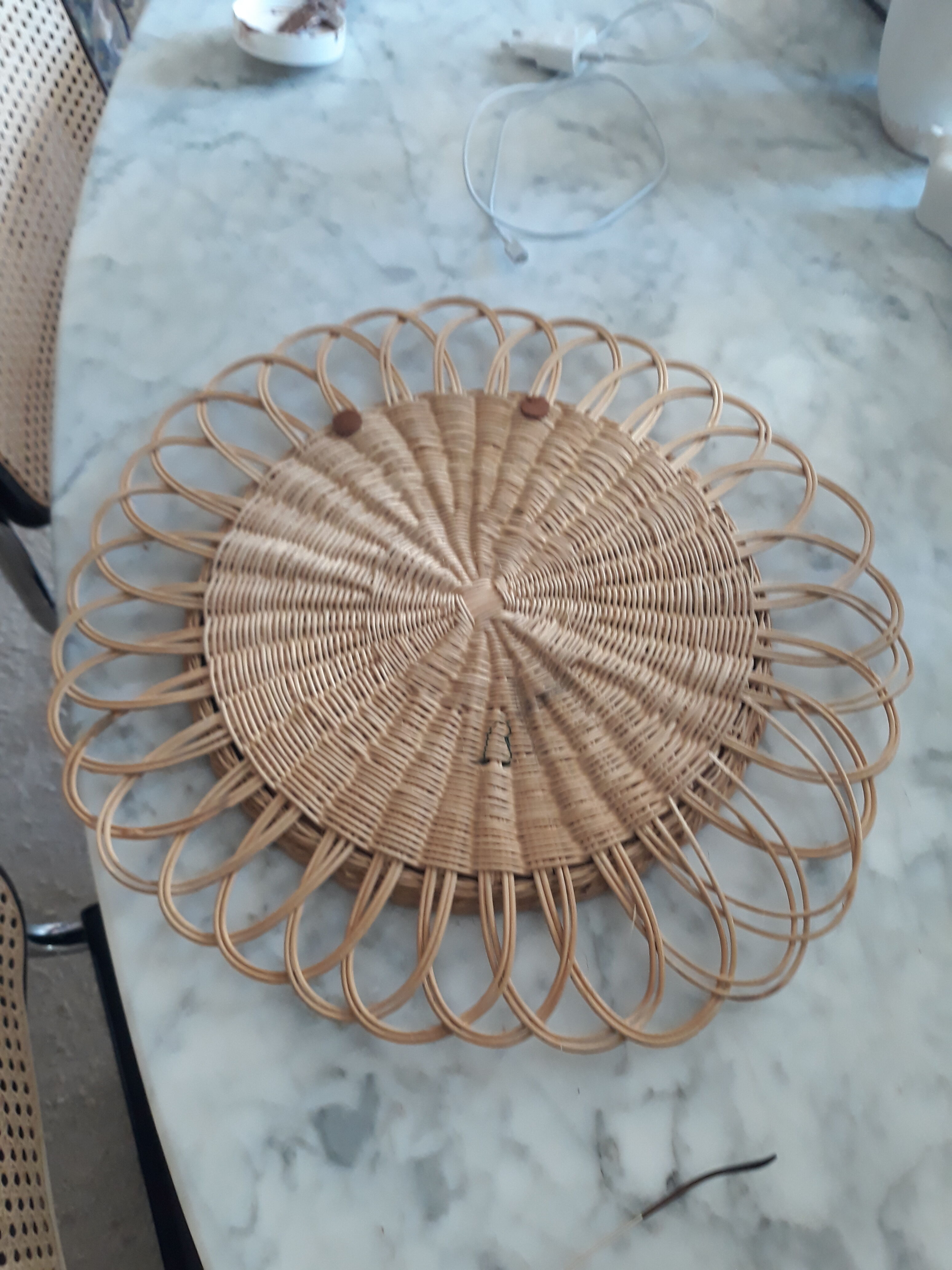 Vintage rattan mirror 46x46cm